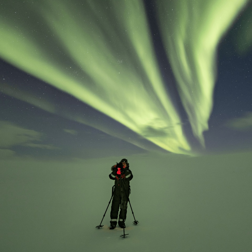 Schneeschuhwanderung Polarlichter